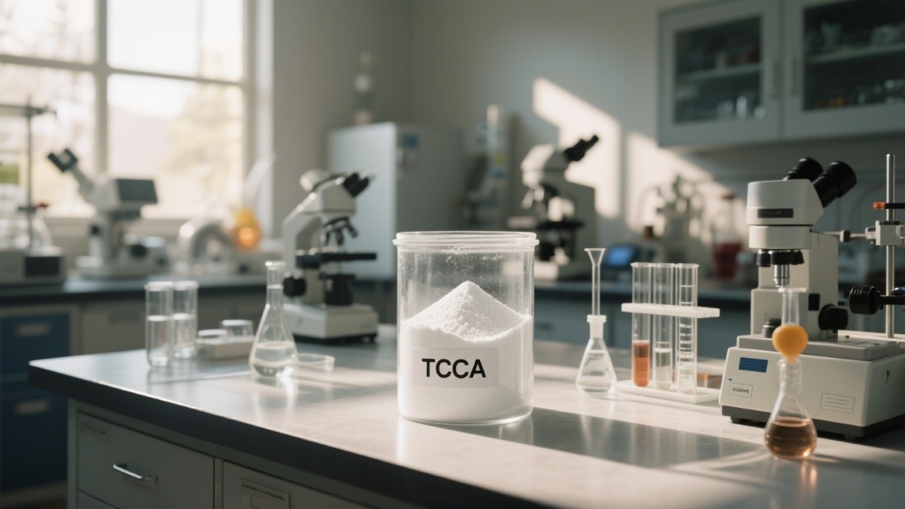 TCCA granules and tablets in industrial and pool water treatment applications